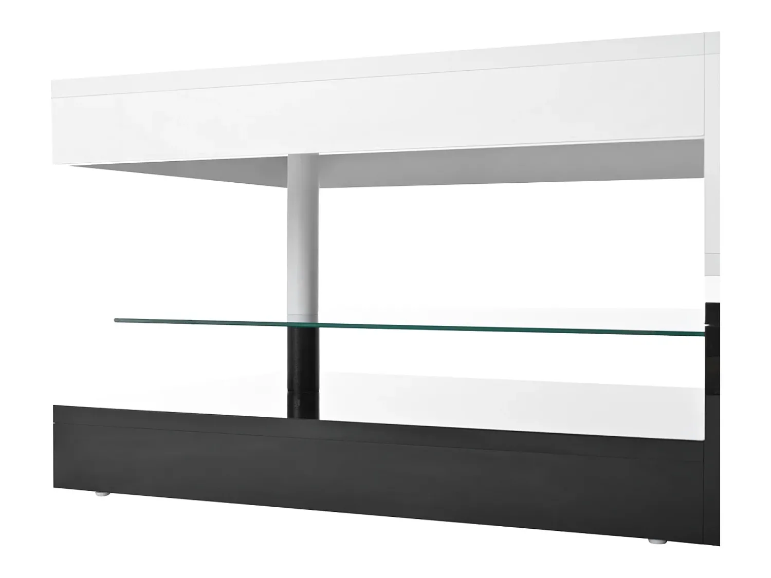 Mesa De Centro* Mesa de centro moderna com iluminação LED, prateleira de vidro e design em preto e . Branco