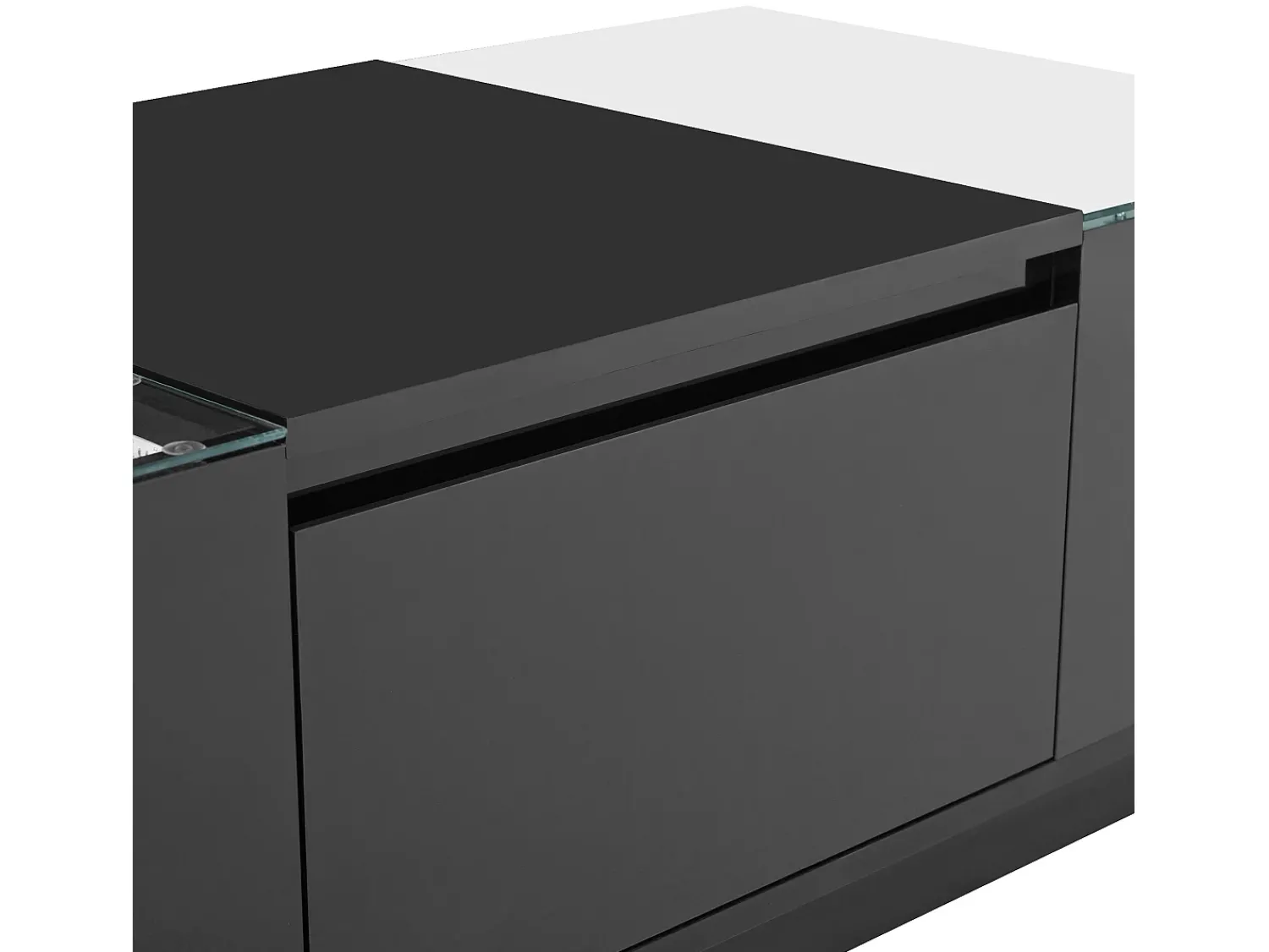 Sale Mesa de centro moderna e minimalista de 105 cm com espaço de armazenamento, iluminação ambiente em LED, preta. Preto