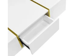 Mesa De Centro| Mesa de centro moderna e elegante, laqueada em , com 2 gavetas, ideal para uma sala de estar contemporânea. Branco