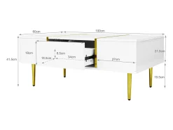 Mesa De Centro| Mesa de centro moderna e elegante, laqueada em , com 2 gavetas, ideal para uma sala de estar contemporânea. Branco