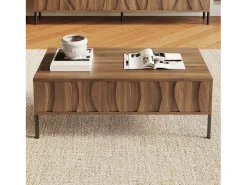 Online Merax Mesa de centro moderna em estilo retrô - 105 x 55 x 41 cm - com 2 gavetas - MDF + aglomerado - cor natural Natural claro