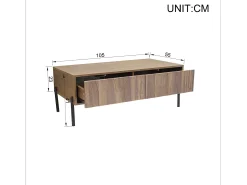 Online Merax Mesa de centro moderna em estilo retrô - 105 x 55 x 41 cm - com 2 gavetas - MDF + aglomerado - cor natural Natural claro