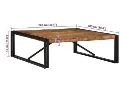 Mesa De Centro|vidaxl Mesa de centro 100x100x35 cm madeira maciça recuperada Multicor