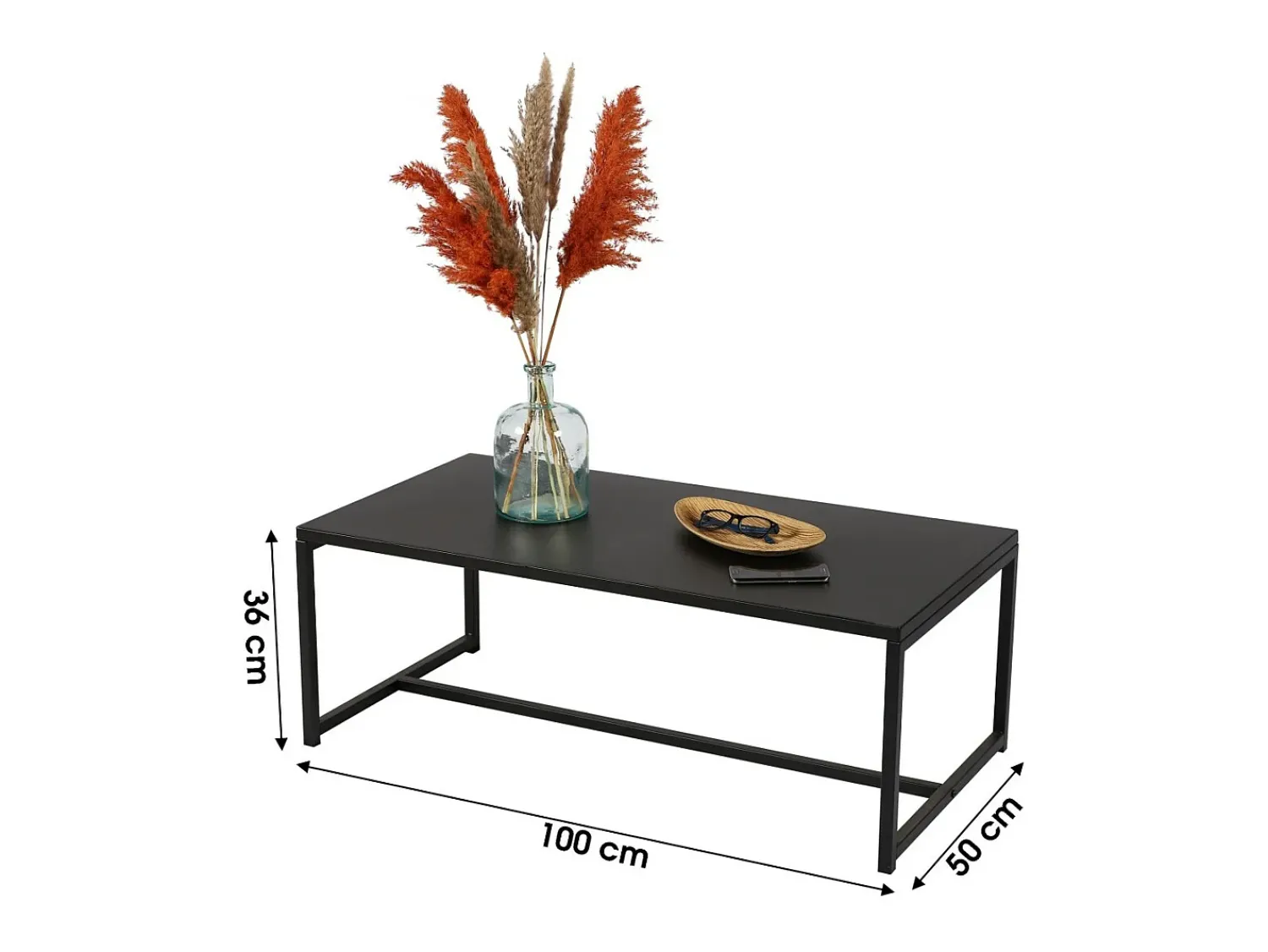 Mesa De Centro*Meublorama Mesa de centro na cor preta, estilo clássico, dimensões 100x50x36cm. Castanho