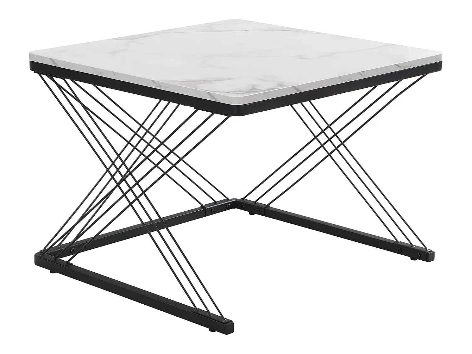 Mesa De Centro|Hauss Spole Mesa de centro nido - Juego de 2 - Tablero efecto mármol de alto brillo - Blanco y negro Branco