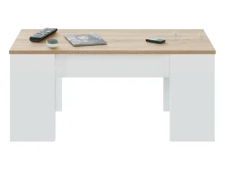 Dmora Mesa de centro Oceanside, Mesa de centro com tampo elevável, Mesa baixa de sala, 100x50h45/56 cm, e Carvalho^ Mesa De Centro