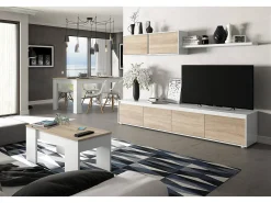 Dmora Mesa de centro Oceanside, Mesa de centro com tampo elevável, Mesa baixa de sala, 100x50h45/56 cm, e Carvalho^ Mesa De Centro