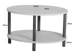 Hot Helloshop26 Mesa de centro oval 43 x 70 x 44 cm mármore 03_0008481 Preto