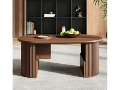 Mesa De Centro*ModernLuxe Mesa de centro ovalada 105x50x46,5 cm - Estilo retrô - Armazenamento aberto - MDF - Marrom Castanho