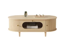 Mesa De Centro*Merax Mesa de centro para sala de estar - 100 x 50 x 36 cm - com 1 gaveta + portas de correr - MDF - cor natural Natural claro
