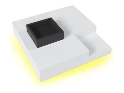 Hot Mesa de centro para sala de estar 72x72x30 cm - Mesa de centro branca com caixa de arrumação amovível - iluminação LED Branco