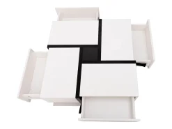 Clearance Mesa de centro para sala de estar com 4 gavetas, design moderno, duas prateleiras, multifuncional, branca. Branco