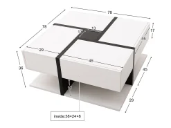 Clearance Mesa de centro para sala de estar com 4 gavetas, design moderno, duas prateleiras, multifuncional, branca. Branco