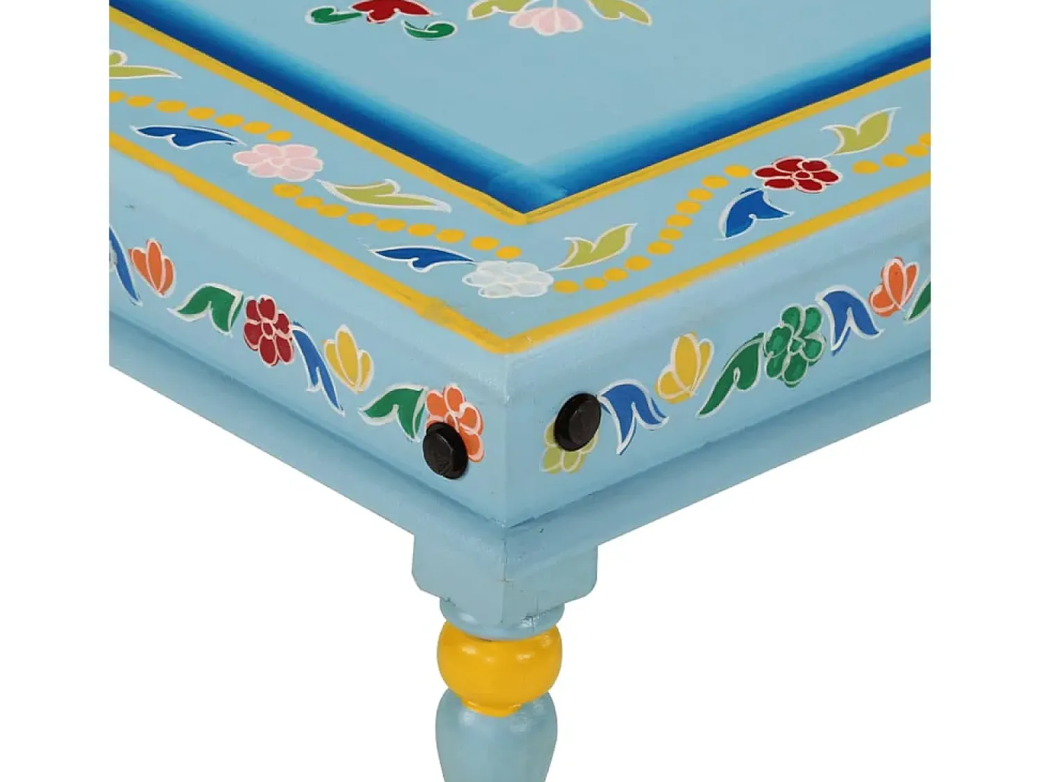 Mesa De Centro| Mesa de centro pintada à mão mangueira maciça turquesa PT272998 Azul