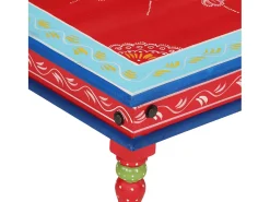 Hot vidaxl Mesa de centro pintada à mão mangueira maciça Vermelho