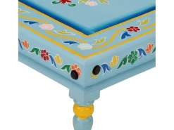 vidaxl Mesa de centro pintada à mão mangueira maciça azul turquesa^ Mesa De Centro