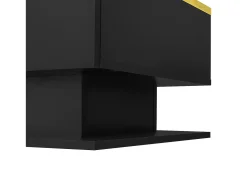 New Mesa de centro preta 100 cm - Mesa de centro com iluminação LED e divisórias - espaço de arrumação aberto - para sala de estar Preto