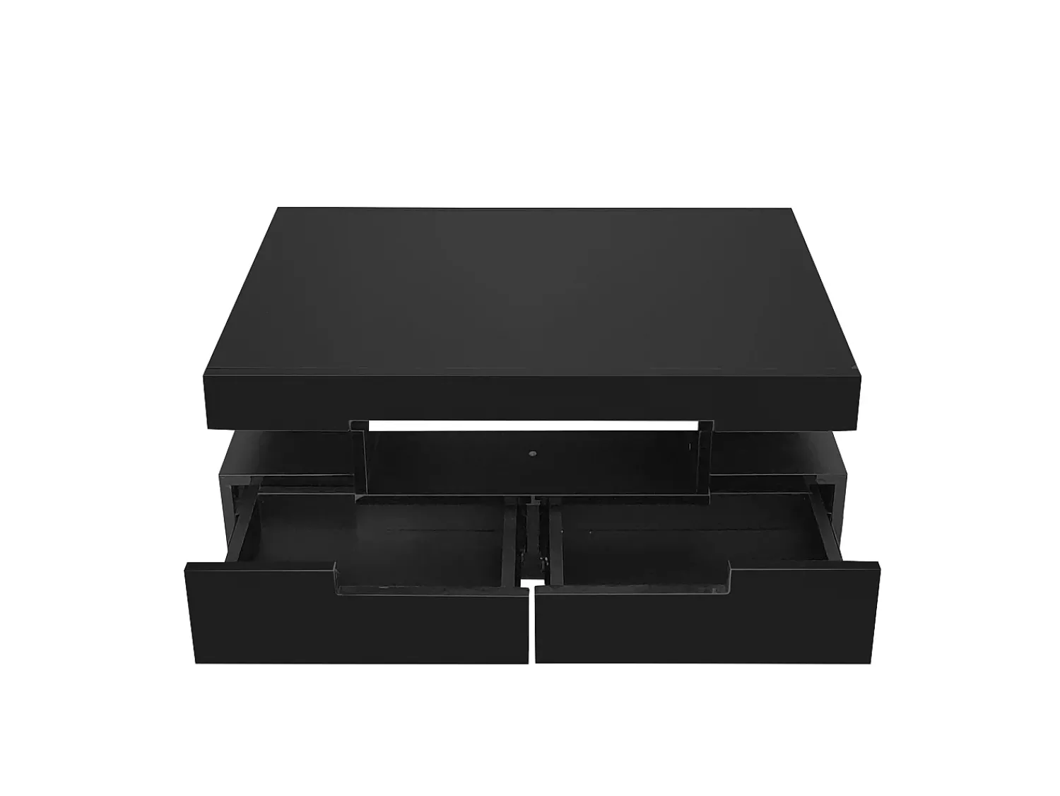 Mesa de centro preta - Mesa de centro brilhante com faixa de luz LED - 4 gavetas - para sala de estar e escritório^ Mesa De Centro