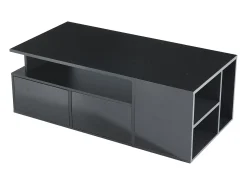 Mesa de centro preta - Mesa de centro com iluminação LED e 2 gavetas - Arrumação aberta^ Mesa De Centro
