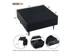 Mesa De Centro* Mesa de centro preta - Mesa de centro com iluminação LED e 1 gaveta - altura ajustável - para sala de estar Preto