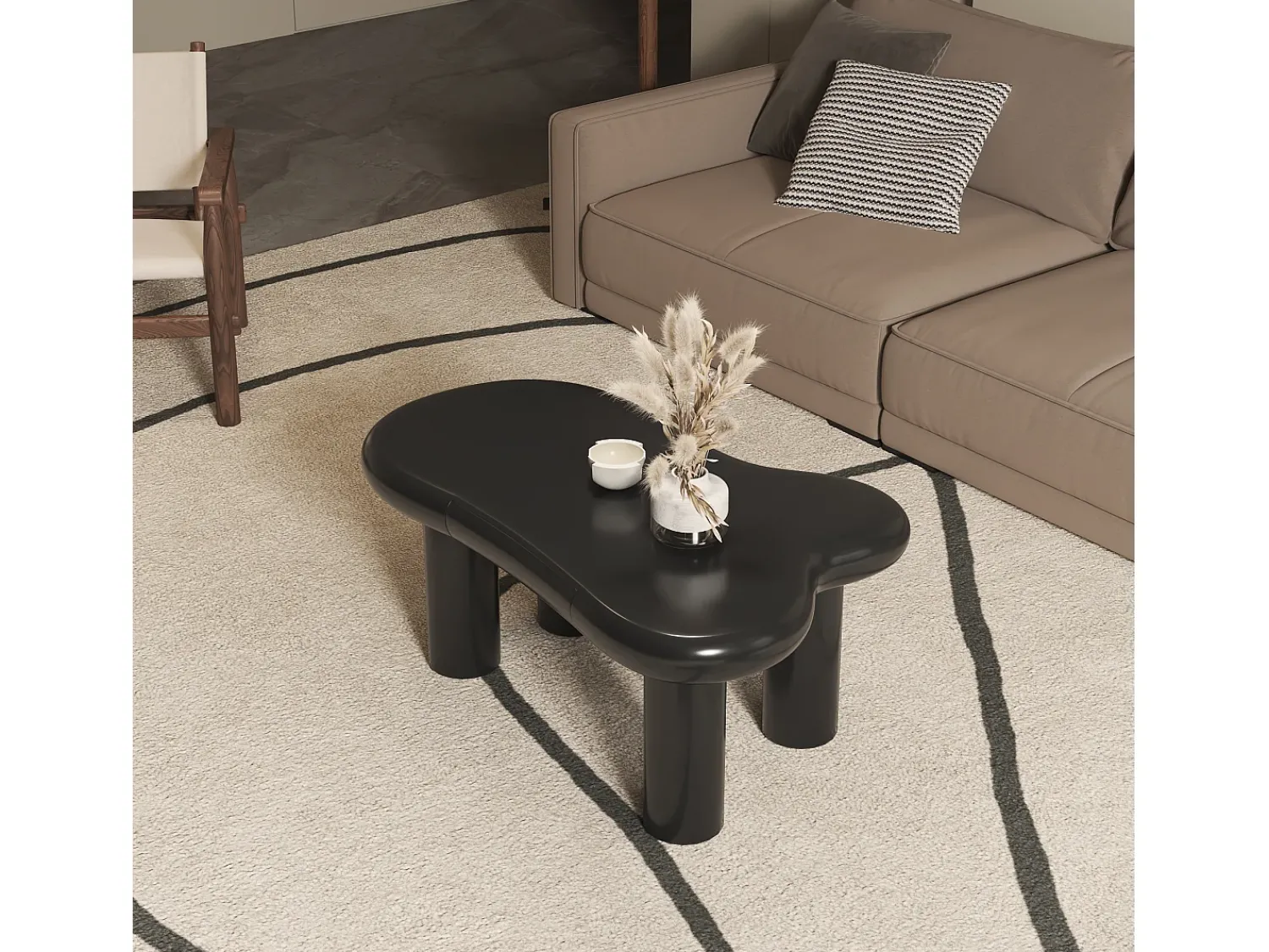 Mesa De Centro* Mesa de centro preta - Mesa de apoio com iluminação LED e 1 gaveta - para sala de estar Preto