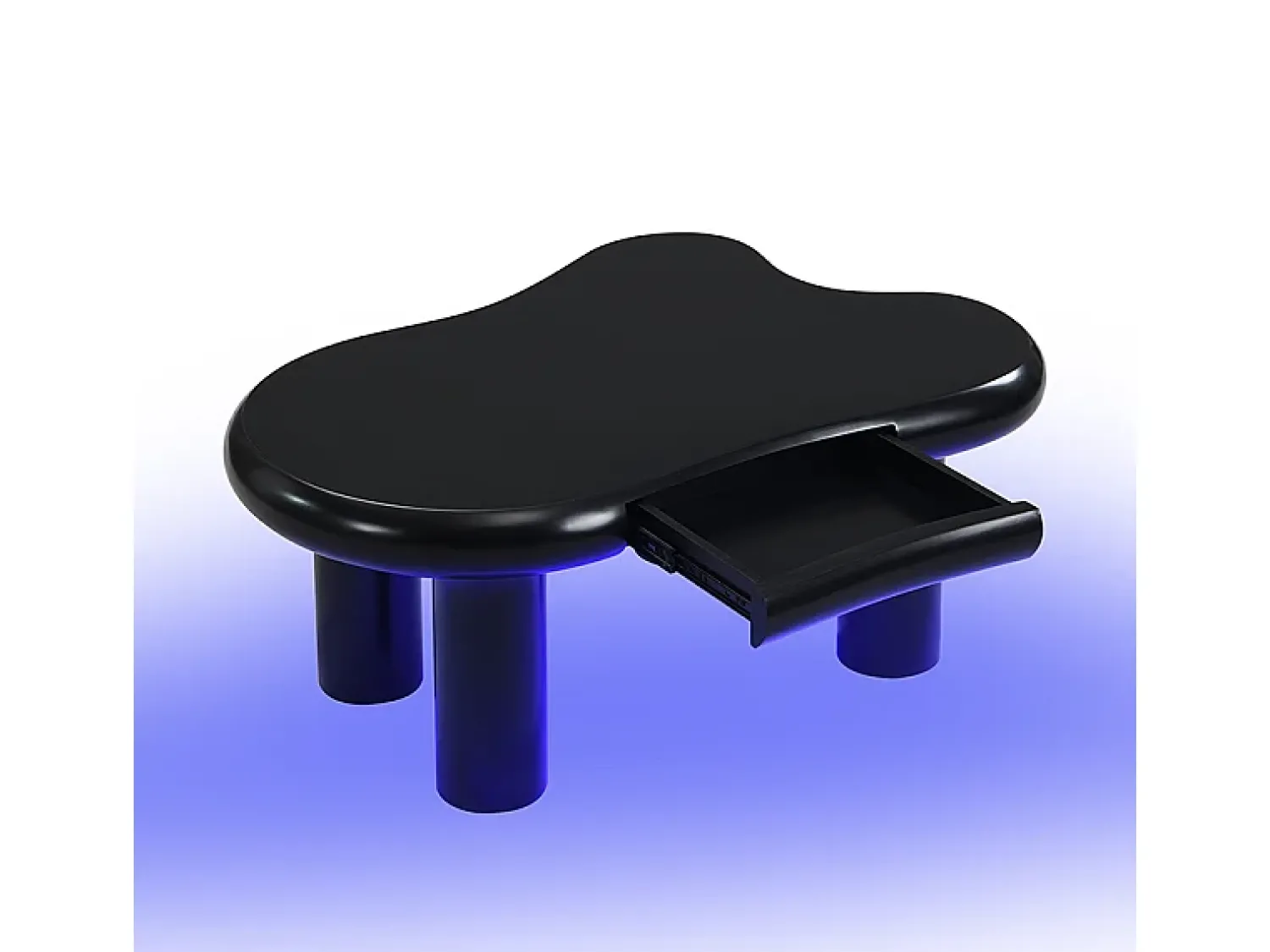 Mesa De Centro* Mesa de centro preta - Mesa de apoio com iluminação LED e 1 gaveta - para sala de estar Preto