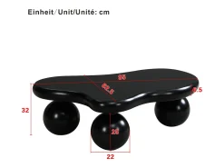 Mesa De Centro* Mesa de centro preta - Mesa de centro com luzes LED e pés redondos s - design em forma de nuvem - para sala de estar e quarto de criança Preto
