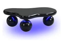 Mesa De Centro* Mesa de centro preta - Mesa de centro com luzes LED e pés redondos s - design em forma de nuvem - para sala de estar e quarto de criança Preto