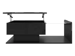 Sale Mesa de centro preta brilhante - Mesa de centro com iluminação LED e tampo em vidro - Tampo ajustável Preto
