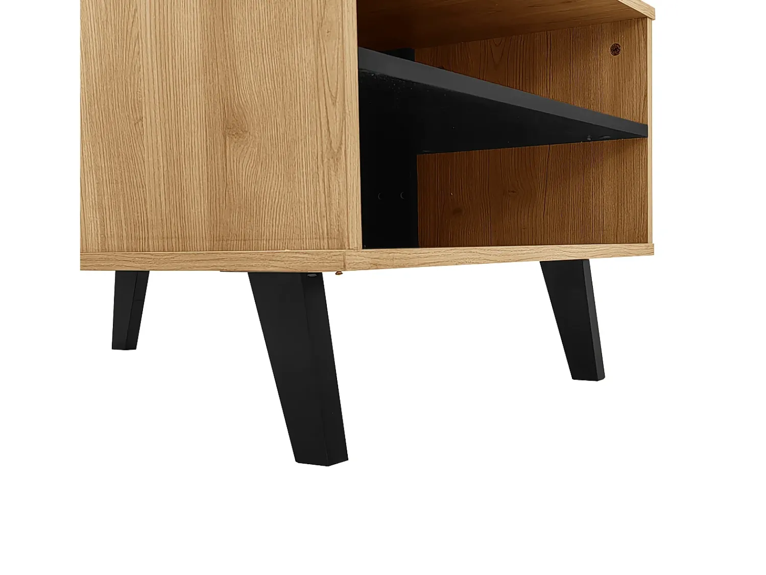 New Hauss Spole Mesa de centro preta natural e clara com funções de arrumação versáteis, 100x60x45cm Natural claro