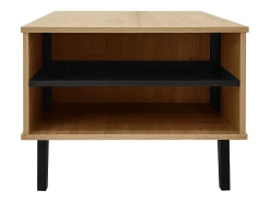 New Hauss Spole Mesa de centro preta natural e clara com funções de arrumação versáteis, 100x60x45cm Natural claro
