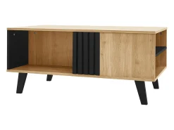 New Hauss Spole Mesa de centro preta natural e clara com funções de arrumação versáteis, 100x60x45cm Natural claro