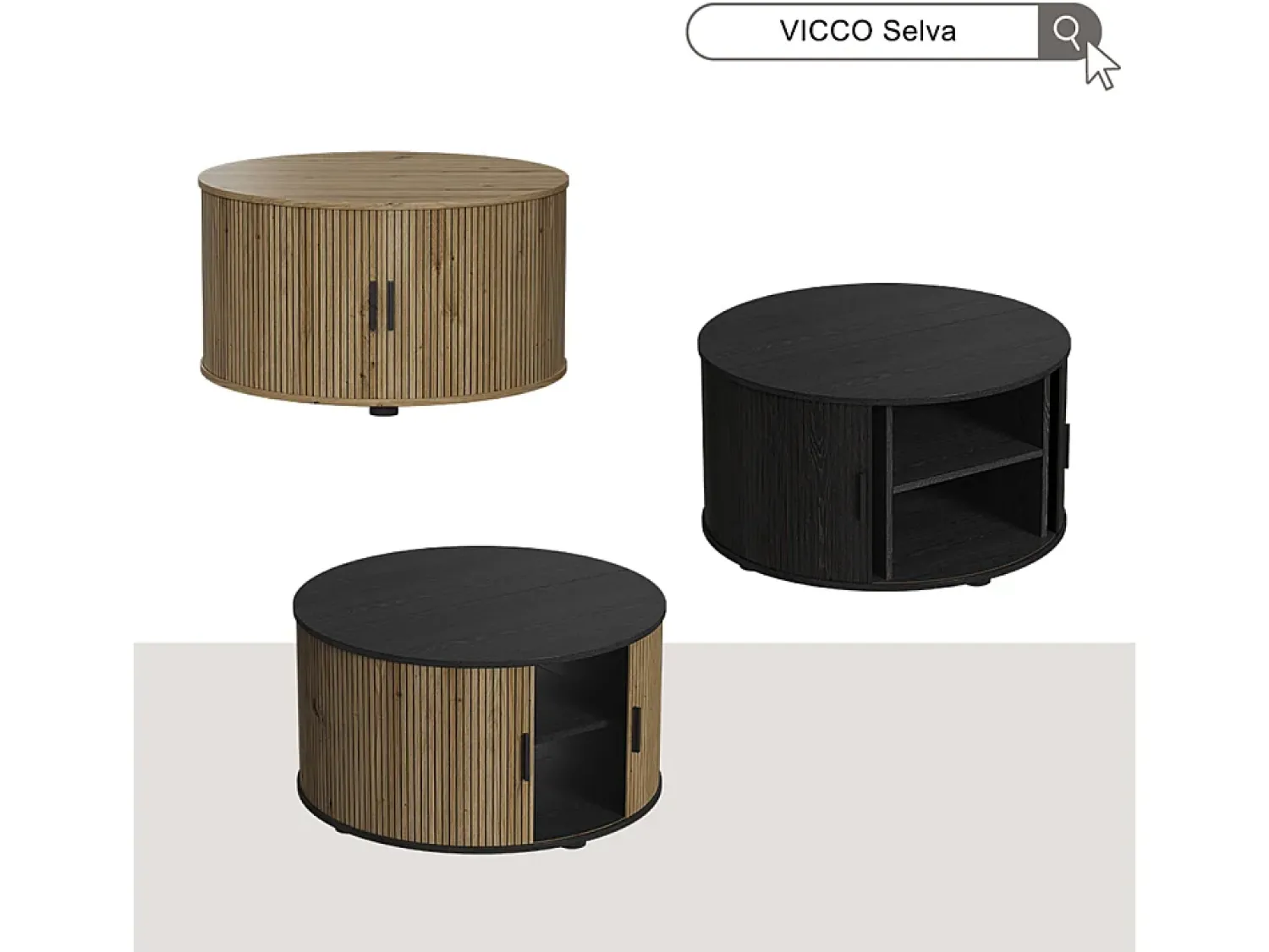 Mesa De Centro*Vicco Mesa de centro 80x80x45 selva Preto
