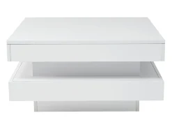 Mesa De Centro|Merax Mesa de centro quadrada - 70 x 70 x 36 cm - com LEDs de 16 cores - aglomerado - Branco