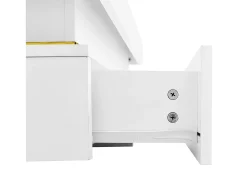 Hot Mesa de centro quadrada - Mesa de centro branca com 2 gavetas - Acabamento dourado - para sala de estar e escritório Branco