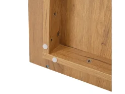 Hauss Spole Mesa de centro quadrada branca e nogueira com 3 gavetas, acabamento em madeira 70 x 70 x 31,5 cm^ Mesa De Centro