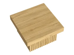 Mesa De Centro* Mesa de centro quadrada com design de listras gravadas - para sala de estar - Cor da madeira - 79 x 79 x 46 cm Natural claro