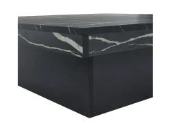 Mesa de centro quadrada, com efeito mármore, tampo deslizante e gavetas, para sala de estar, 90 x 90 x 25 cm, preta.^ Mesa De Centro