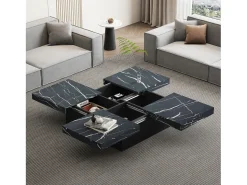 Mesa De Centro*Hauss Spole Mesa de centro quadrada com acabamento em folheado de mármore , tampo modular com 4 secções e gavetas integradas. Preto