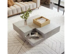 Mesa De Centro*ModernLuxe Mesa de centro quadrada com caixa de arrumação amovível - Cinza claro Cinzento claro