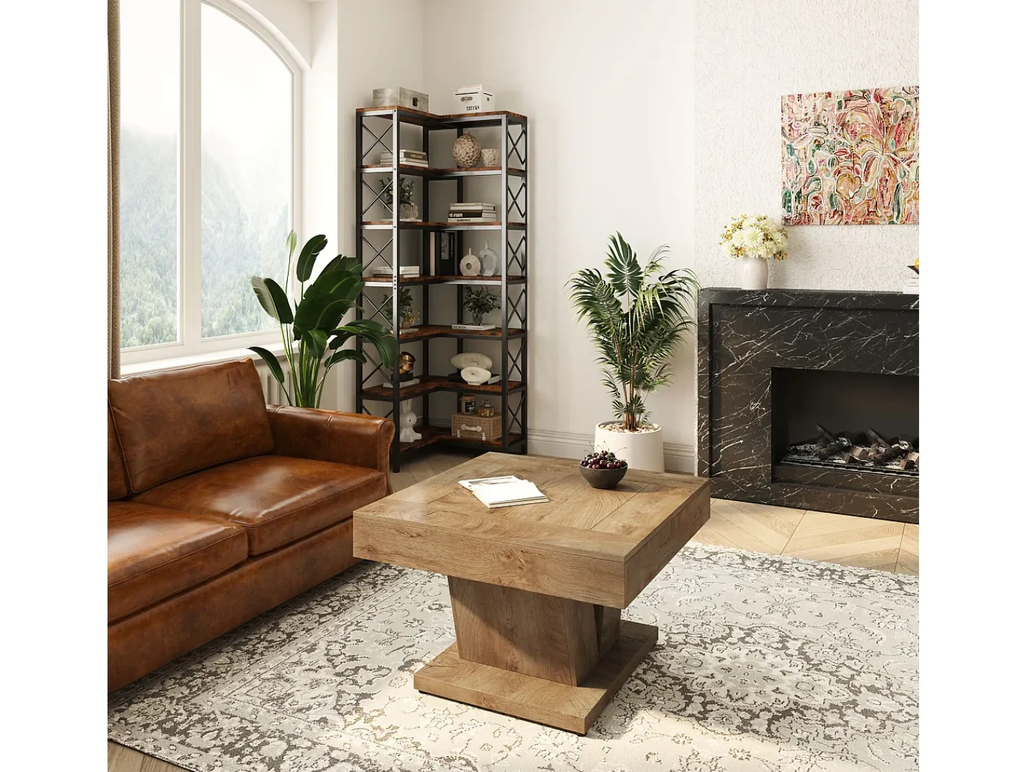 Tribesigns Mesa de Centro Quadrada de 80cm para Sala de Estar Natural claro