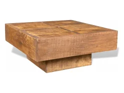 vidaxl Mesa de centro quadrada em madeira de mangueira maciça castanho^ Mesa De Centro