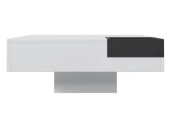 Mesa De Centro| Mesa de centro quadrada LED 72x72x30 cm, mesa de sala, mesa de apoio com caixa de arrumação amovível, cor Branco