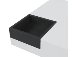 Mesa De Centro| Mesa de centro quadrada moderna com caixa de armazenamento removível, mesa lateral branca e preta. Branco