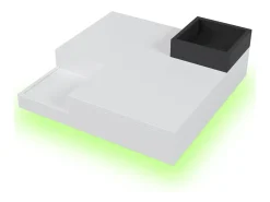 Mesa De Centro| Mesa de centro quadrada moderna com caixa de armazenamento removível, mesa lateral branca e preta. Branco