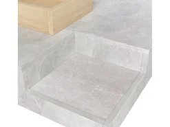 Mesa De Centro| Mesa de centro quadrada moderna com caixa de armazenamento removível, mesa lateral em madeira e cinza. Cinzento