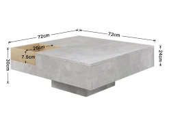 Mesa De Centro| Mesa de centro quadrada moderna com caixa de armazenamento removível, mesa lateral em madeira e cinza. Cinzento