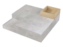Mesa de centro quadrada moderna com caixa de armazenamento removível, mesa lateral em madeira e cinza.^ Mesa De Centro