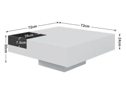 Hot Mesa de centro quadrada moderna com caixa de armazenamento removível, mesa lateral branca e preta. Branco