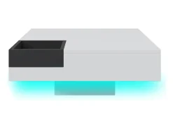 Hot Mesa de centro quadrada moderna com caixa de armazenamento removível, mesa lateral branca e preta. Branco